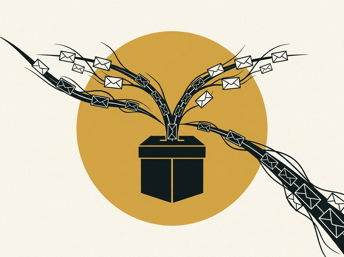 Two message trails converging on a purchase